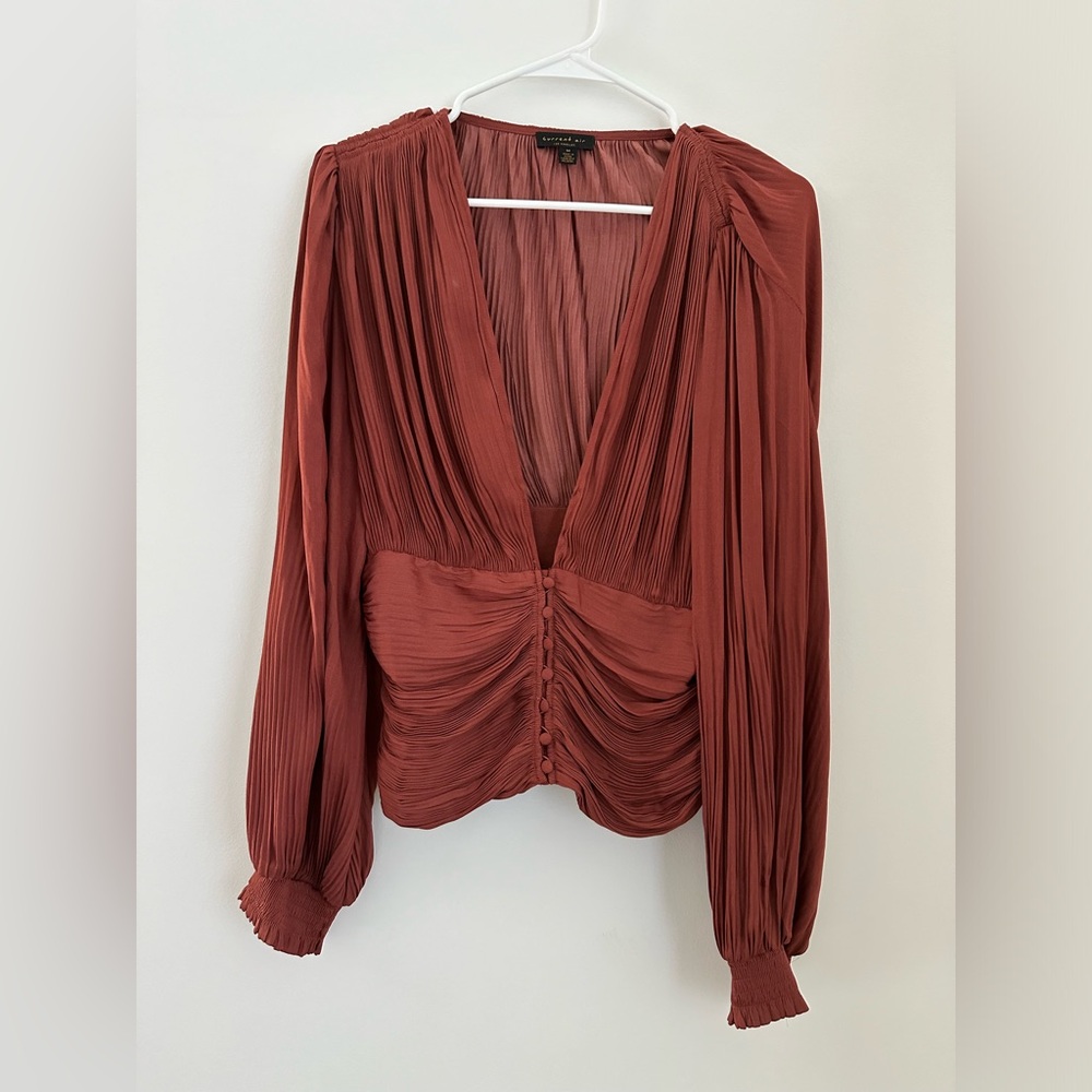 Anthropologie pleated silk blouse